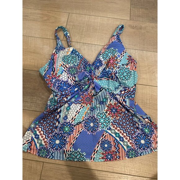 SUNSETS WOMENS MULTI COLOR TANKINI SWIM TOP 38E/36F/34G - Picture 1 of 8
